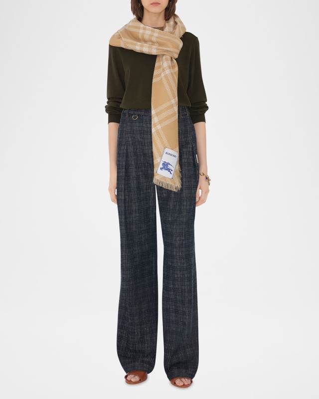 Wool & Silk Check EKD Scarf